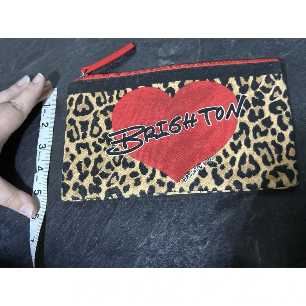 Brighton 2020 Cheetah Cotton Canvas Zippered Pouch Cosmetic Make-Up Bag 9x5.5